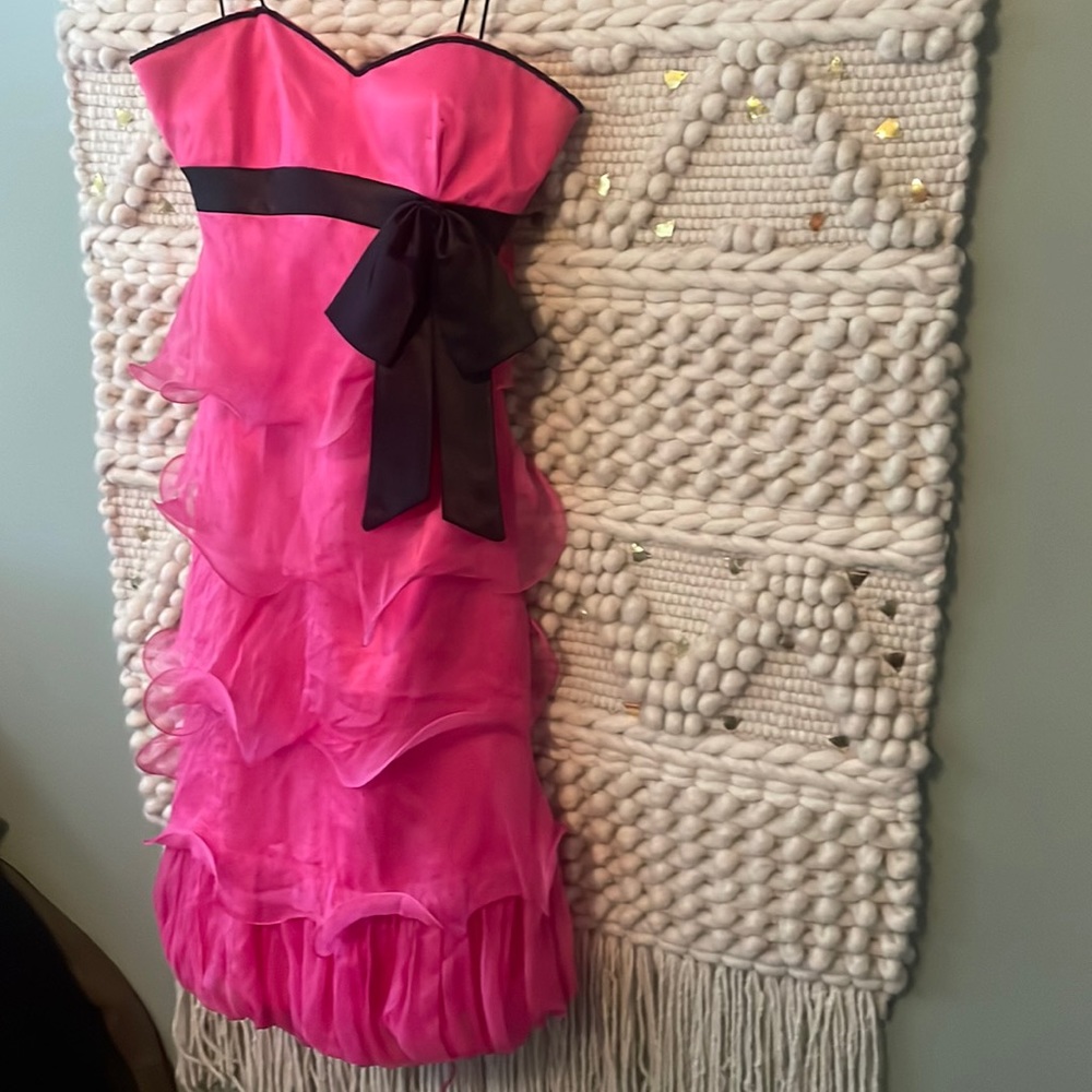 Barbie dress retro hot pink black polka dots, lace up back, cute bow